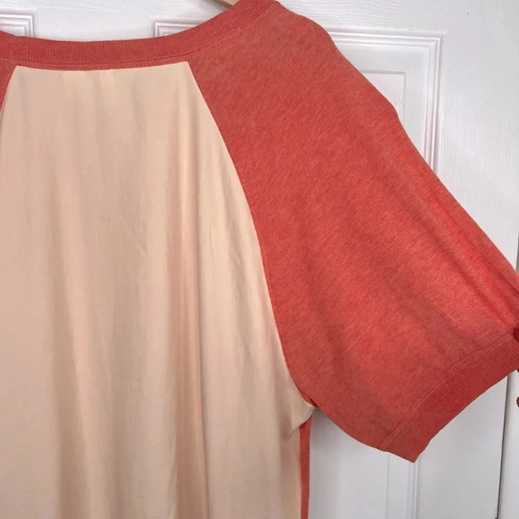 Anthropologie Moth Women's Orange Color Block Short Sleeve Top Size M Oversized - Picture 8 of 14